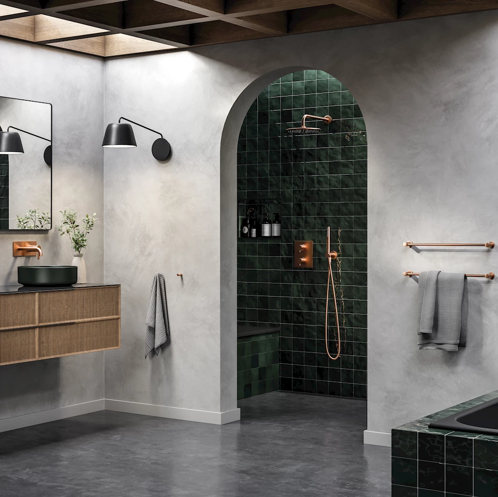 Silhouet servantbatteri for innbygging, børstet kobber Silhouet servantbatteri for innbygging, børstet kobber